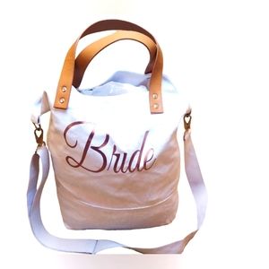 Canvas Bride Bag, Metallic Words Bride Bag-White